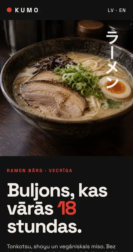 Ramen bāra mājaslapa telefonā